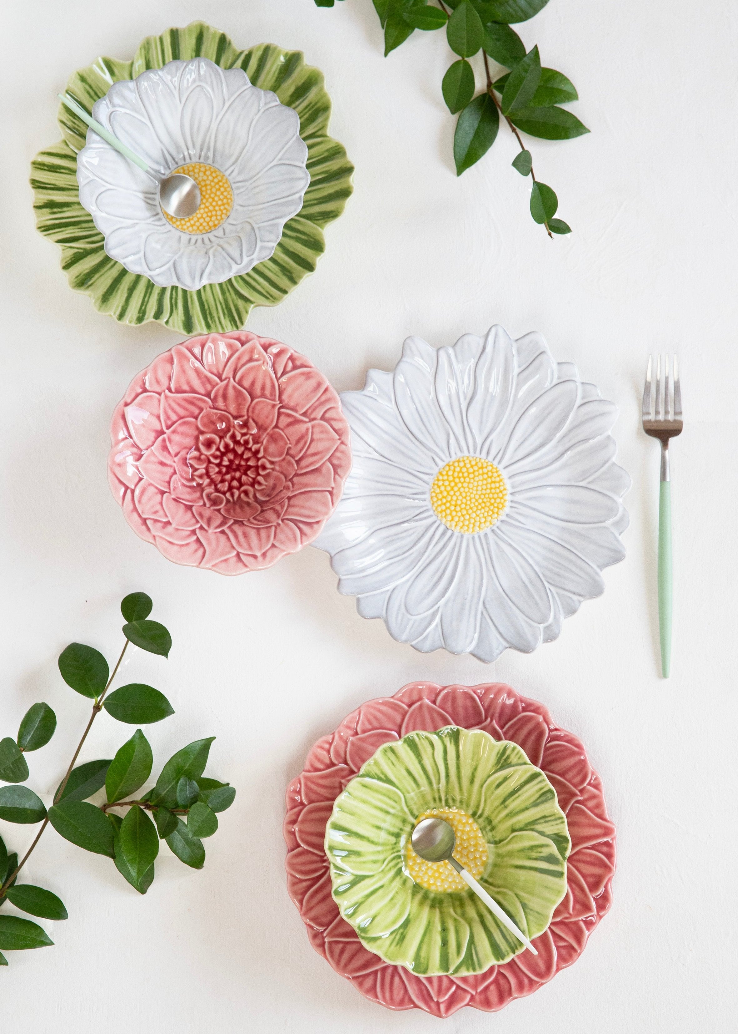 Plato de postre Flor Verde