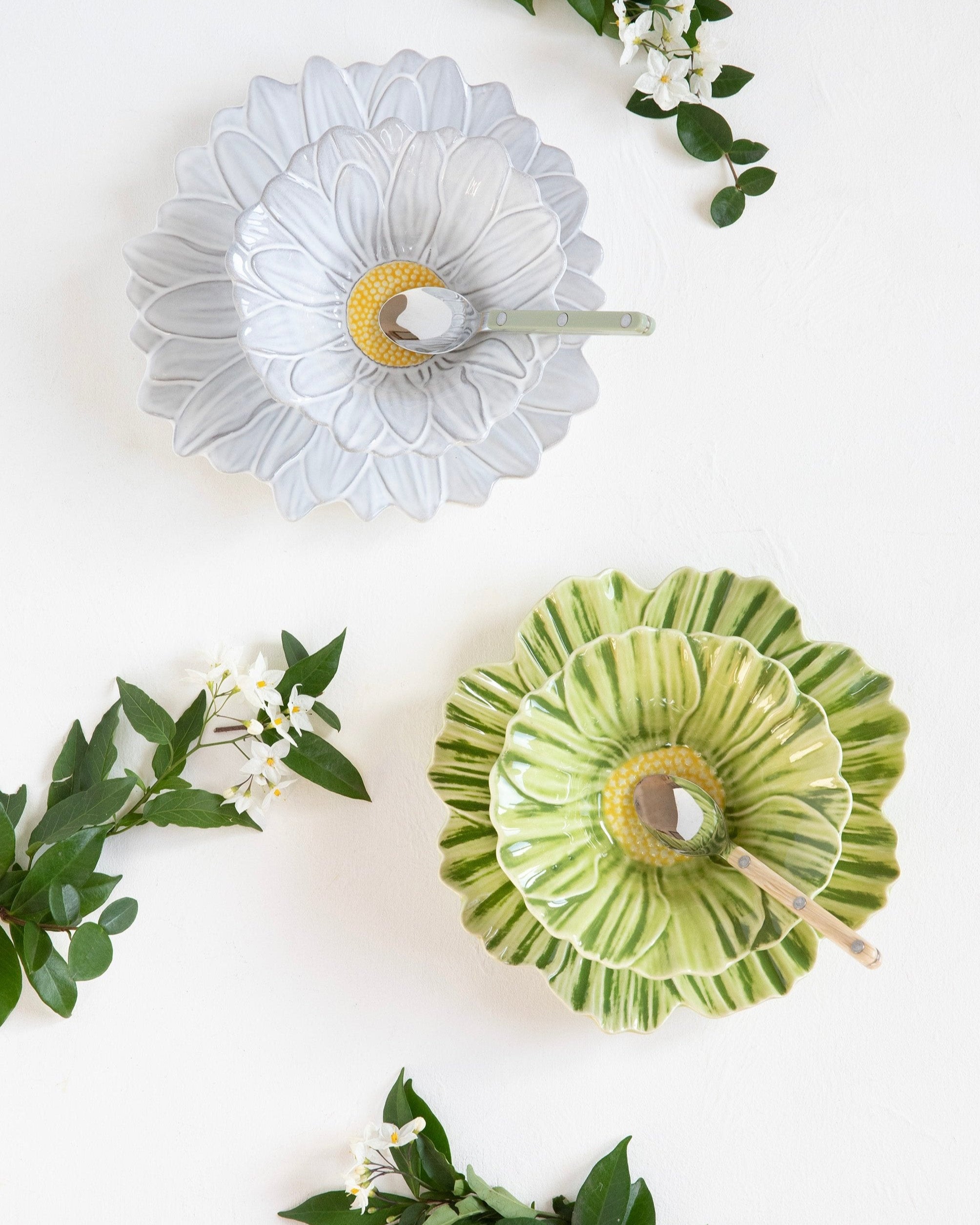 Plato de postre Flor Verde