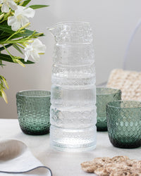 Set 6 vasos Textures Olive + Jarra Clear