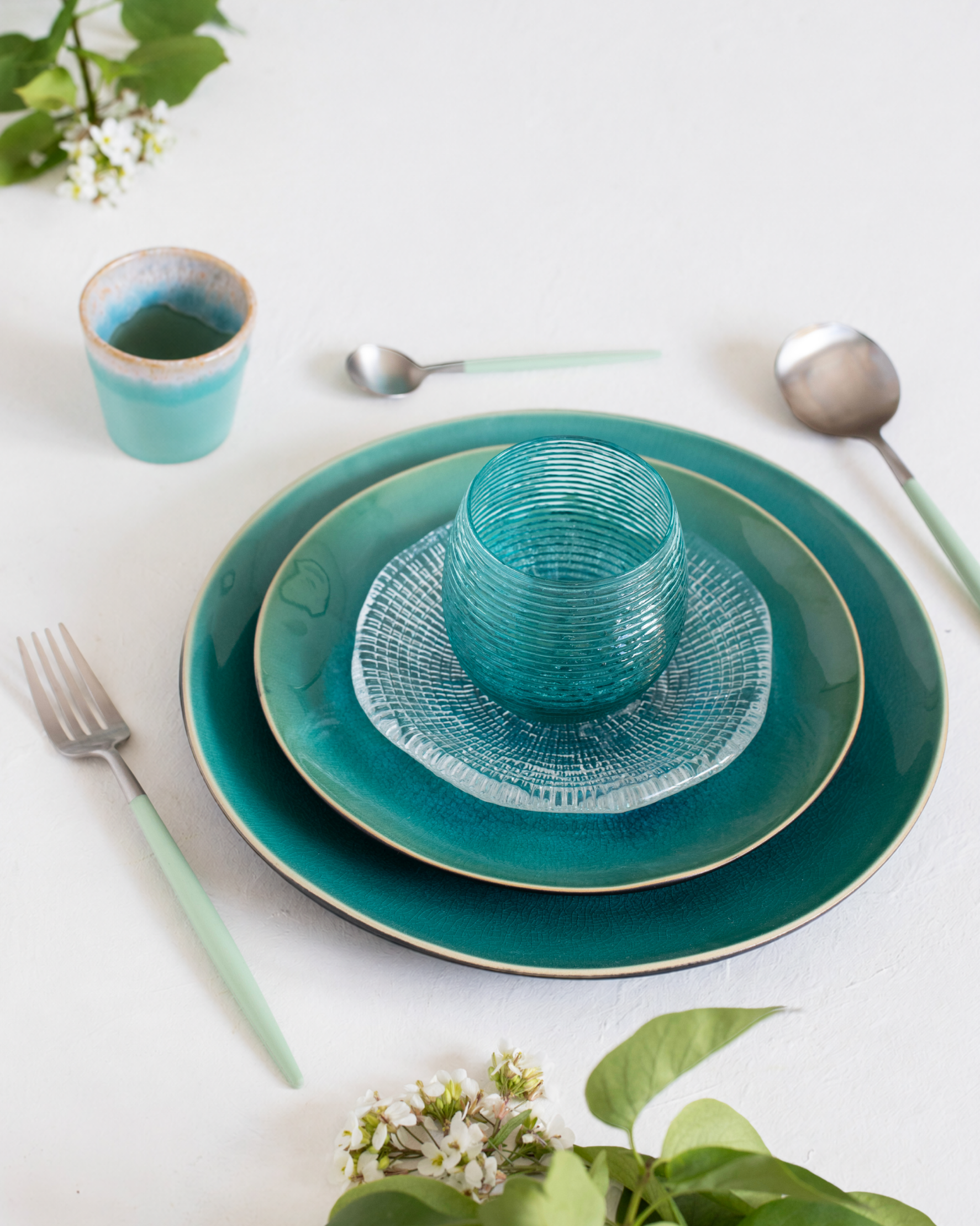 Set 6 vasos Reeded Turquoise