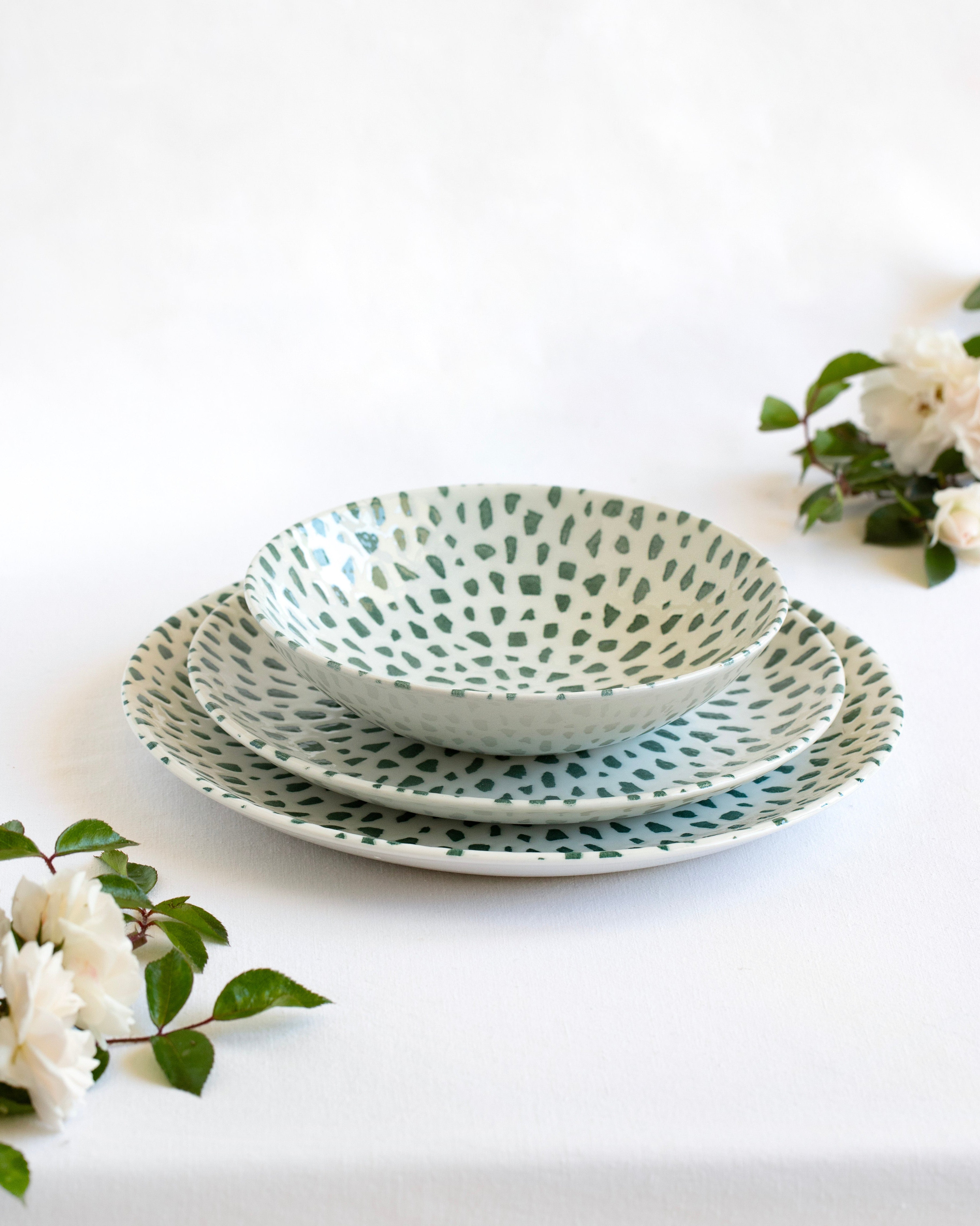 Plato de postre Mosaic Green Forest