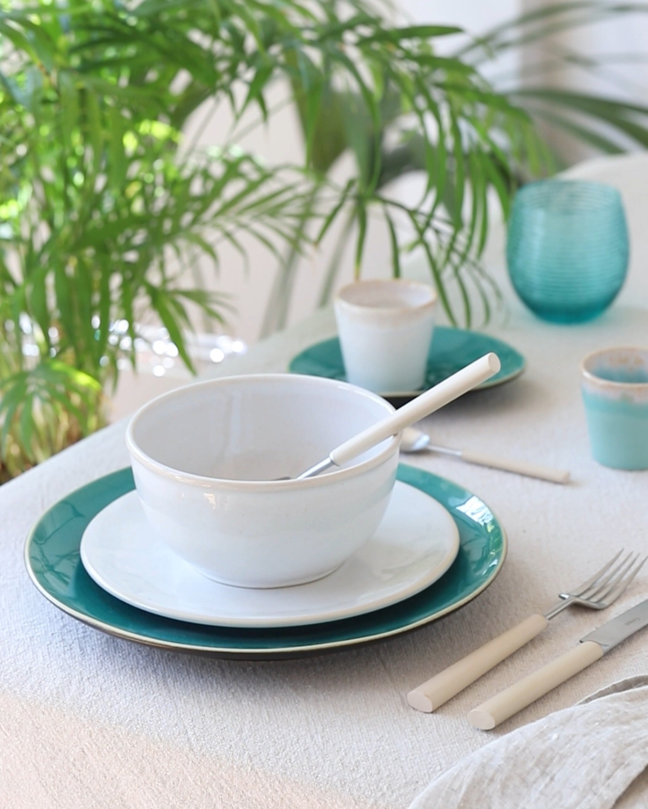 Set 6 vasos Reeded Turquoise