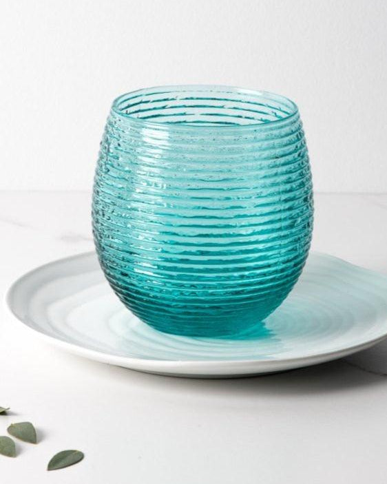 Set 6 vasos Reeded Turquoise
