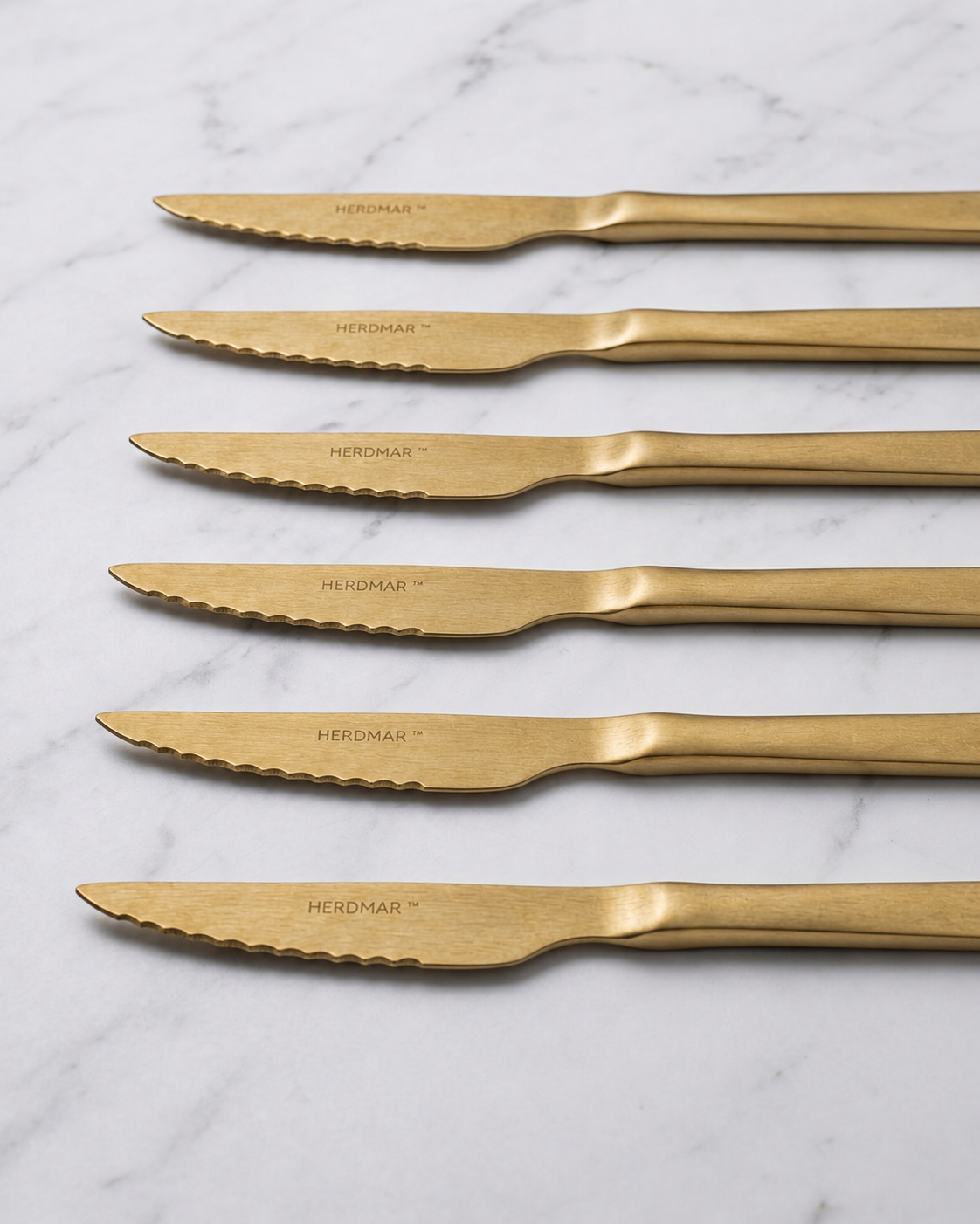 Set van 6 Tribeca Gold Vintage Steakmessen