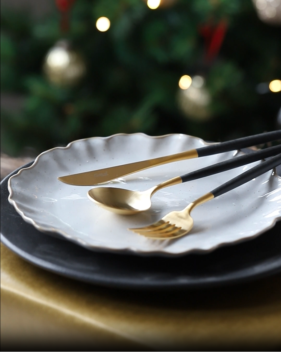 Cubertería 24 piezas Cutipol Goa Black Gold