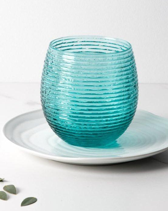 Set de 6 verres + pichet Reeded Turquoise