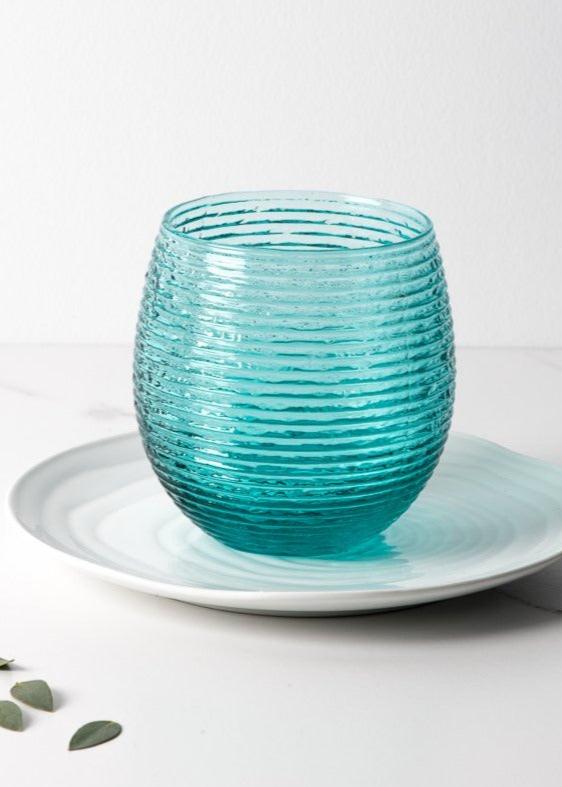 Set 6 vasos Reeded Turquoise