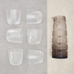 ​Ensemble de 6 verres Textures Clear + Cruche à eau Textures Bronze