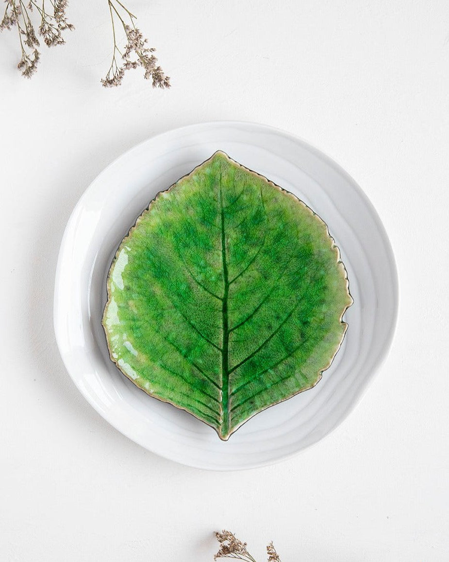 Plato de postre hoja hortensia Riviera